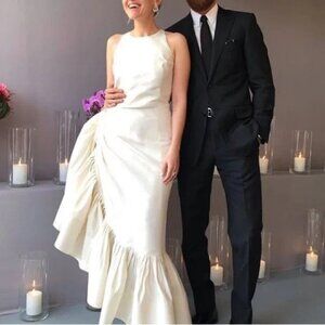 NWT Rosie Assoulin Whoopsy Daisy Ruffled Silk Charmeuse Wedding Gown Size 4